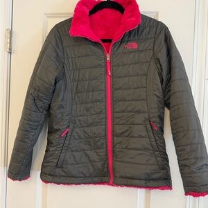 Reversible- The North Face Charcoal and Fuchsia Jacket
